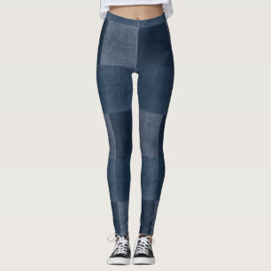 Denim Blues - Fun Patched Jeans - Jeggings Look Leggings