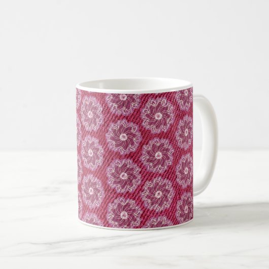 Denim & Blume Kirschrot verblasste gemusterte Tass Kaffeetasse (VorderseiteRechts)
