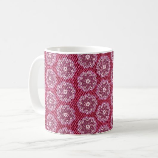 Denim & Blume Kirschrot verblasste gemusterte Tass Kaffeetasse (Vorderseite Links)