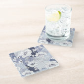 Denim Blume Patchwork, nahtlos Muster. Glasuntersetzer (Schrägansicht)
