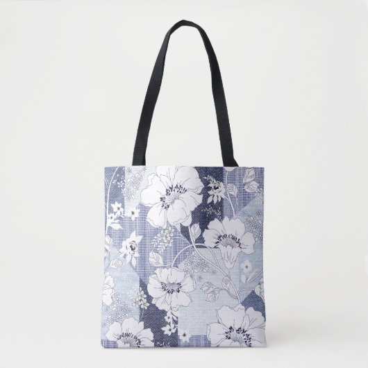 Denim Blume Patchwork, nahtlos Muster. Tasche (Vorderseite)