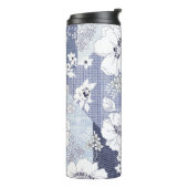 Denim Blume Patchwork, nahtlos Muster. Thermosbecher (Nach links gedreht)