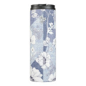 Denim Blume Patchwork, nahtlos Muster. Thermosbecher (Rückseite)