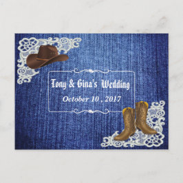 Denim Boots & Lace Wedding RSVP Einladungspostkarte