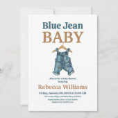 Denim Boy Blue Jean Baby Shower Einladung (Vorderseite)