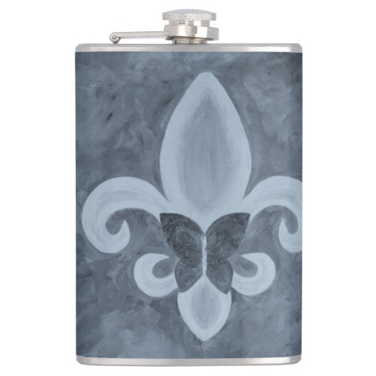 Denim Butterfleur | Blue Lilie Butterfly Flachmann (Vorderseite)