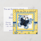 Denim Butterfly Ankündigung zum Geburtstag (Vorne/Hinten)