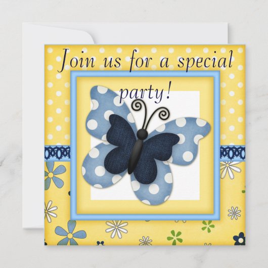 Denim Butterfly Ankündigung zum Geburtstag (Vorderseite)