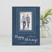 Denim Christmas Foto Feiertagskarte (Stehend Vorderseite)