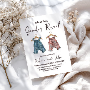 Denim Clothesline Gender Reveal Party Einladung