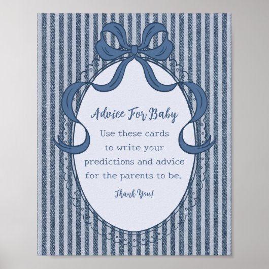 Denim Coquette Bow Blue Jean Advice for Baby Poster (Vorne)