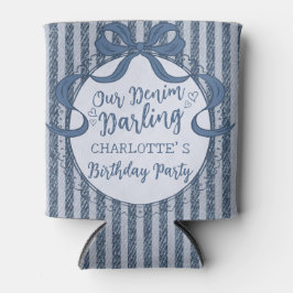Denim Coquette Bow Blue Jean Baby Birthday Favor Dosenkühler