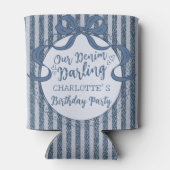 Denim Coquette Bow Blue Jean Baby Birthday Favor Dosenkühler (Rückseite)