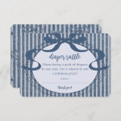 Denim Coquette Bow Blue Jean Baby Diaper Raffle Begleitkarte (Vorne/Hinten)