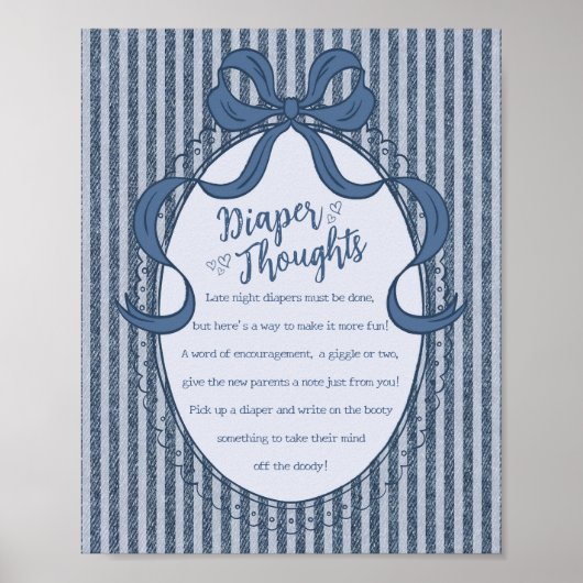Denim Coquette Bow Blue Jean Baby Diaper Thoughts Poster (Vorne)