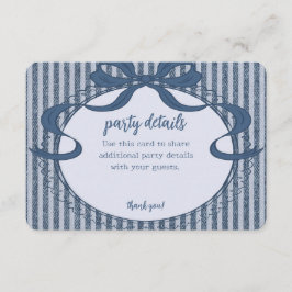 Denim Coquette Bow Blue Jean Baby Party Details Begleitkarte