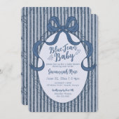Denim Coquette Bow Blue Jean Baby Shower Einladung (Vorne/Hinten)