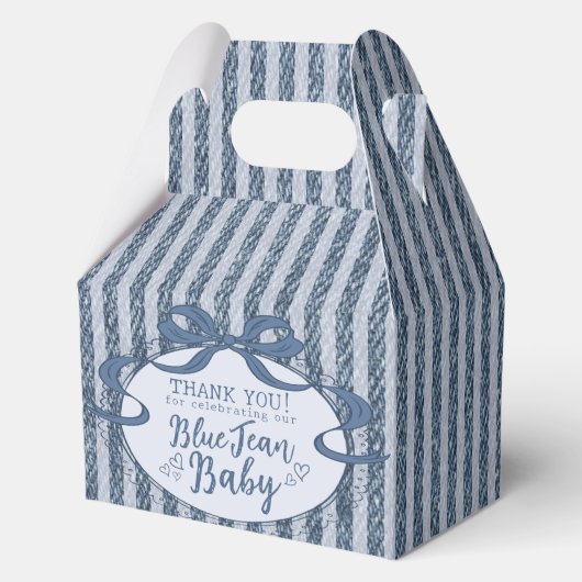 Denim Coquette Bow Blue Jean Baby Shower Favor Box Geschenkschachtel (Vorderseite)