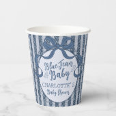 Denim Coquette Bow Blue Jean Baby Shower Pappbecher (Rückseite)