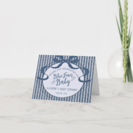 Denim Coquette Bow Blue Jean Baby Thank You Card  Dankeskarte