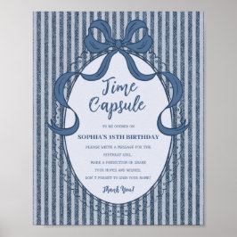 Denim Coquette Bow Blue Jean Birthday Time Capsule Poster