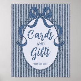 Denim Coquette Bow Blue Jean Cards and Gifts Sign Poster