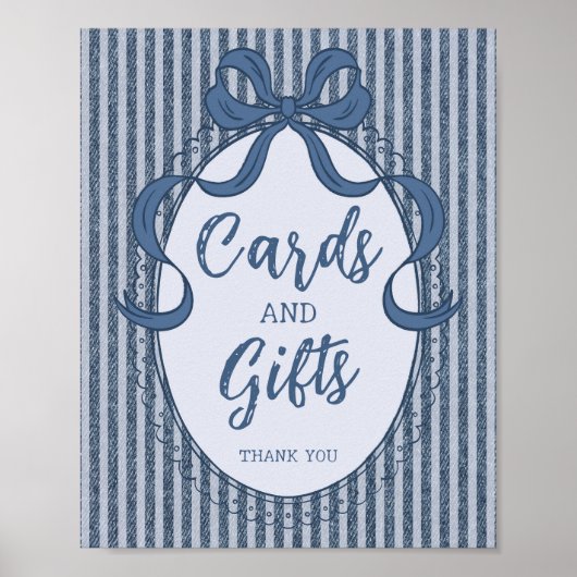 Denim Coquette Bow Blue Jean Cards and Gifts Sign Poster (Vorne)