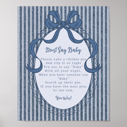 Denim Coquette Bow Blue Jean Dont Say Baby Game Poster (Vorne)
