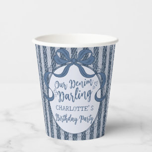 Denim Coquette Schleife Blue Jean Baby Geburtstag Pappbecher