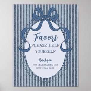 Denim Coquette Schleife Blue Jean Baby-Geschenke S Poster