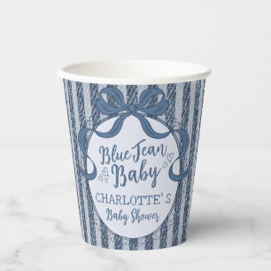 Denim Coquette Schleife Blue Jean Babyparty Pappbecher