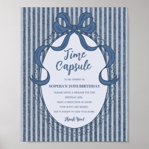 Denim Coquette Schleife Blue Jean Geburtstags-Zeit Poster