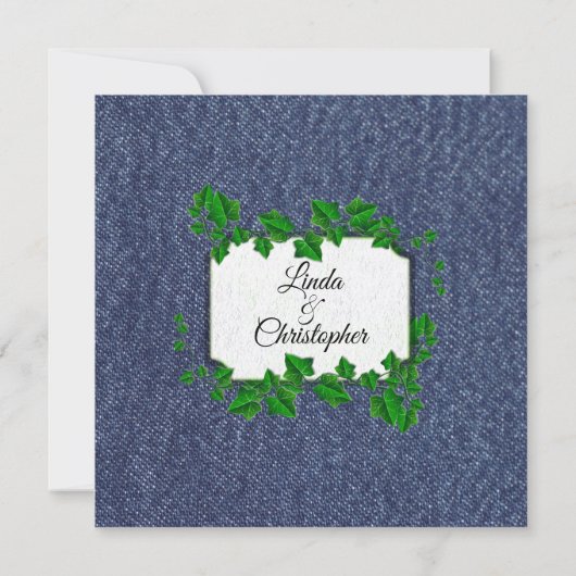 Denim Country Wedding Einladung 5,25" x 5,25 (Rückseite)