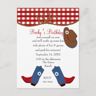 Denim Cowgirl Birthday Einladung