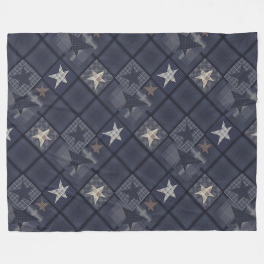 Denim, Denim, Blau, Patchwork Fleecedecke (Vorderseite (Horizontal))