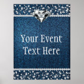Denim-Diamant-Willkommensschild Poster (Vorne)