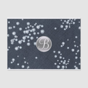 Denim-Diamanten verstreuter Glanz Monogramm Initia Seidenpapier