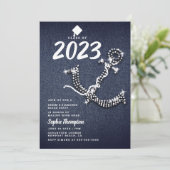 Denim Diamond Anchor Beach Blue Graduation Party Einladung (Stehend Vorderseite)