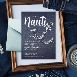 Denim Diamond Anchor Get Nauti Birthday Party Einladung