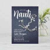 Denim Diamond Anchor Get Nauti Birthday Party Einladung (Stehend Vorderseite)