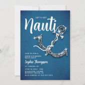 Denim Diamond Anchor Nauti Blue Birthday Party Einladung (Vorderseite)