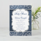 Denim Diamond Baby Shower Einladungen (Stehend Vorderseite)
