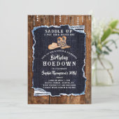 Denim Diamond Cowgirl Chic Rustic Hoedown Geburtst Einladung (Stehend Vorderseite)