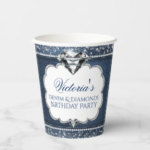 Denim Diamond Geburtstagsparty Paper Cups Pappbecher