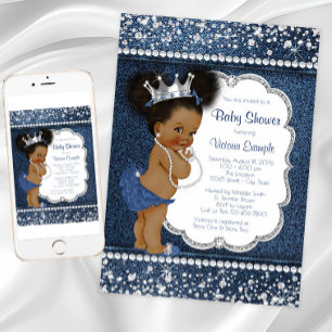 Denim Diamond Girls African American Baby Shower Einladung