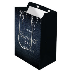 Denim Diamond Glitzer Dripping Classy Bachelorette Mittlere Geschenktüte