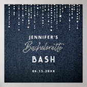 Denim Diamond Glitzer Drippings Navy Bachelorette Poster (Vorne)
