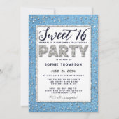 Denim Diamond Glitzer Frame Sweet 16 Party Girly Einladung (Vorderseite)