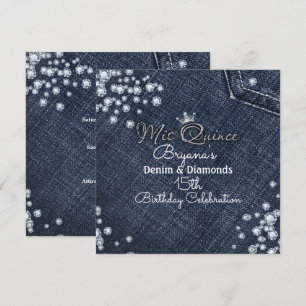 Denim & Diamond MIS QUINCE Crown Party Einladungen