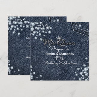 Denim & Diamond MIS QUINCE Crown Party Einladungen